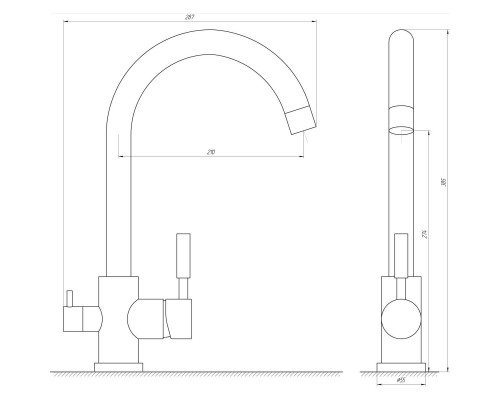 Змішувач для кухні під осмос Globus Lux LAZER GLLR-0333-11-GRAPHITE - Globus Lux