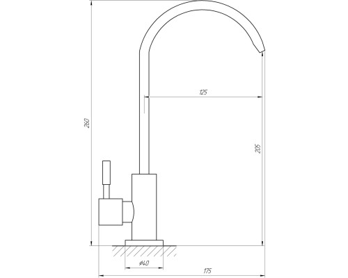 Кран для зворотнього осмосу Globus Lux ALPEN SBT1-55M-GP моно ГРАФІТ,Нержавійка з Quick Fitting - Globus Lux