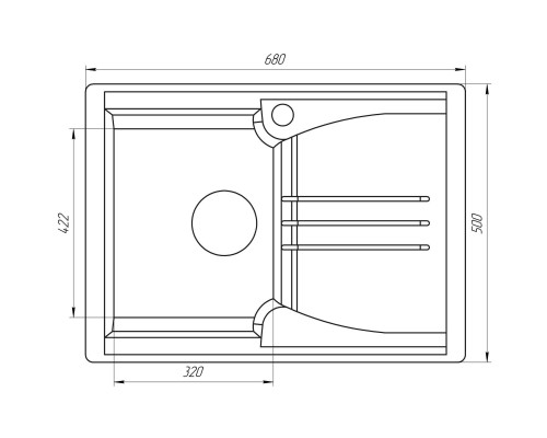 Гранітна мийка Globus Lux BALATON графiт 680х500мм-А0001 - Globus Lux