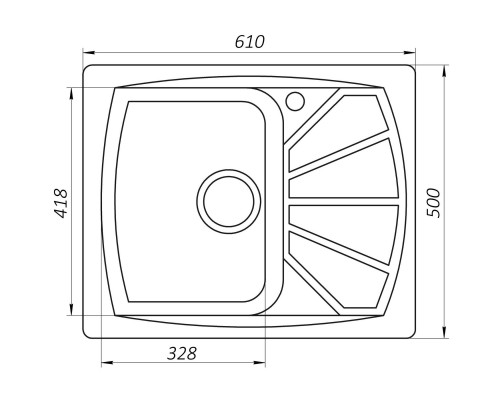 Гранітна мийка Globus Lux TANA піщаний 610х500мм-А0004 - Globus Lux