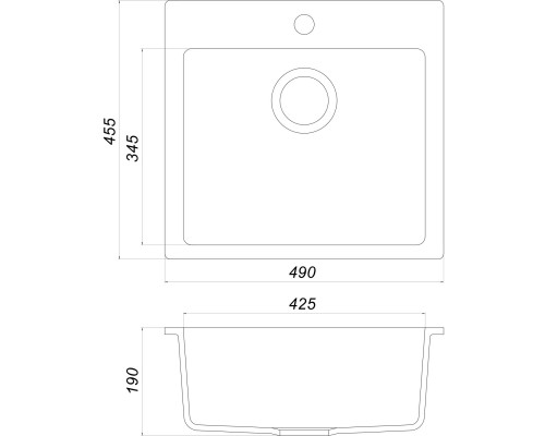 Гранітна мийка Globus Lux AOSTA сіiрий камiнь 490x455мм-А0005 - Globus Lux