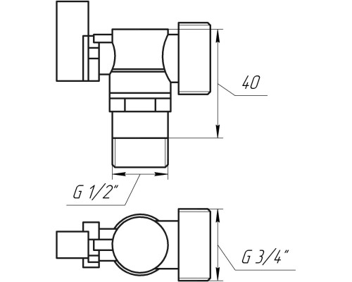 Кран шаровый угловой для стиральной машины SOLOMON 1/2″х3/4″ A7172