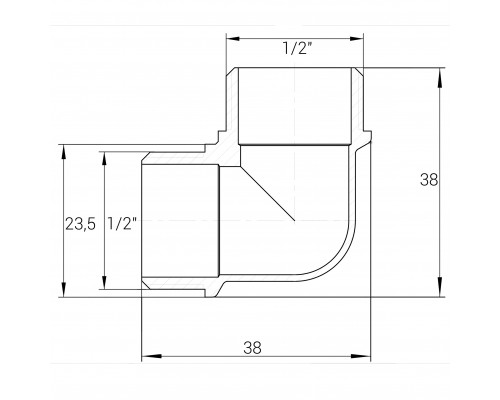 Кутник нікельований 1/2″ЗР х 1/2″ЗР штампований з буртом А0113А(нк) VA - VA