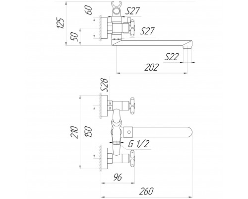 Смеситель для ванны Globus Lux DUKAT SD4-102N