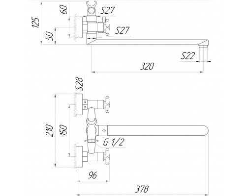 Змішувач для ванни Globus Lux DUKAT SD4-208 - Globus Lux