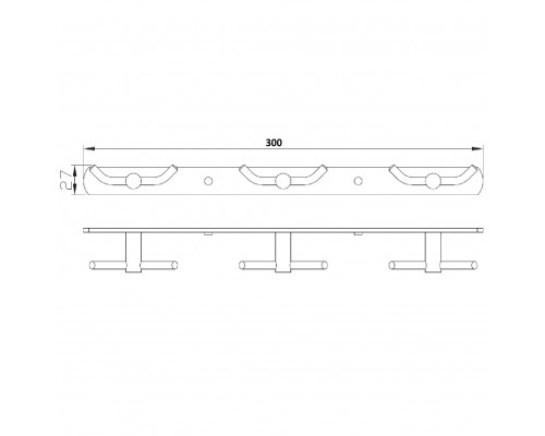 Планка з гачками подвійними 3х2 Perfect Sanitary Appliances RM 1503-3 - Perfect Sanitary Appliances