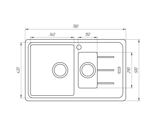 Гранитная мойка Globus Lux IZEO белый 780х500мм-А0007