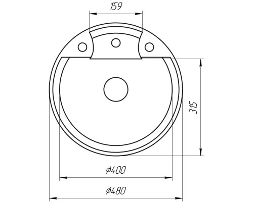 Гранітна мийка Globus Lux GURON графіт 480мм-А0001 - Globus Lux