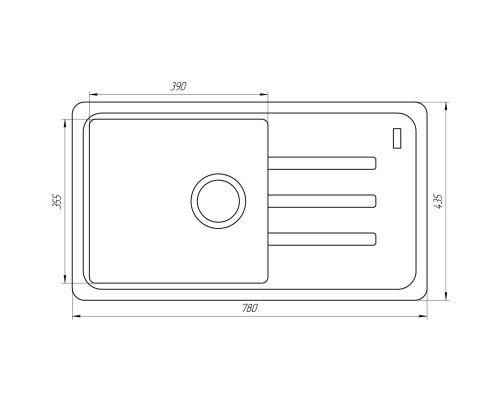 Гранітна мийка Globus Lux LUGANO графіт 780x435мм-А0001 - Globus Lux