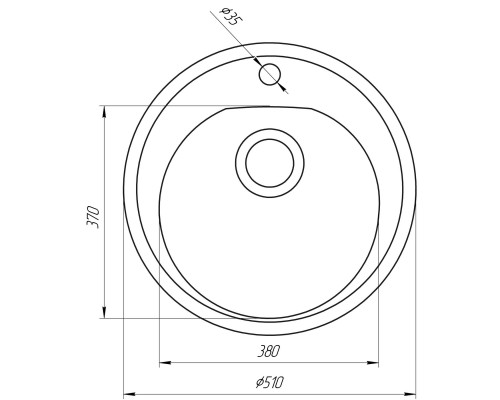 Гранітна мийка Globus Lux MARTIN графіт 510мм-А0001 - Globus Lux