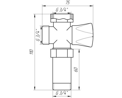 Кран вентильний для пральної машини Q PROFESSIONAL 3/4″x3/4″x3/4″ з подовжувачем NV-QP170 - Quality Professional