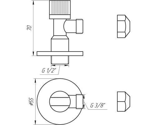 Кран шаровый угловой с цангою SOLOMON 1/2″х3/8″ A7032 - Solomon