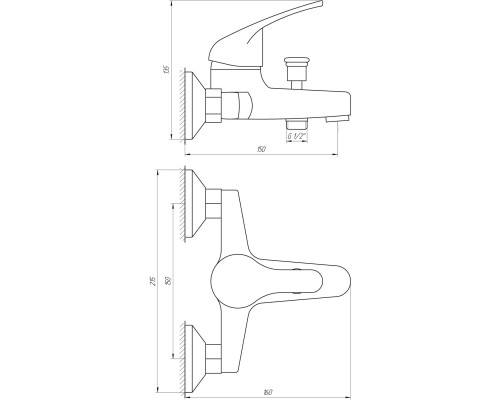 Смеситель для ванны Globus Lux Solly GLSO-0102