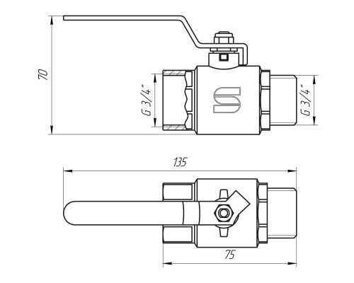 Кран шаровый прямой SELBA 3/4″ НВ КР SL1505