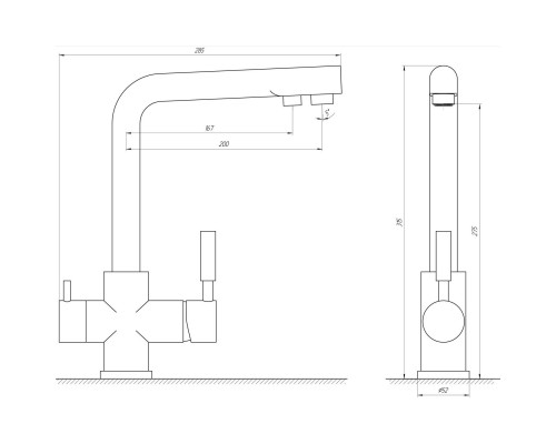 Змішувач для кухні під осмос Globus Lux LAZER GLLR-0888-8-StSTEEL - Globus Lux