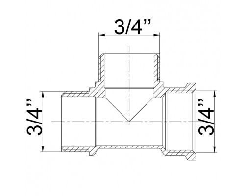 Трійник латунний 3/4″ВР х 3/4″ЗР х 3/4″ЗР ливарний 209Б - !NoName