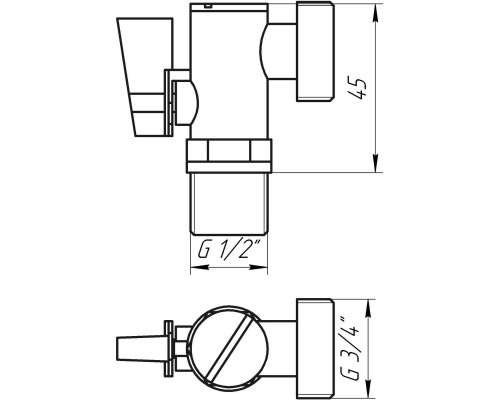 Кран кульовий кутовий з фільтром SOLOMON 1/2″x3/4″ А7041(7043) - Solomon