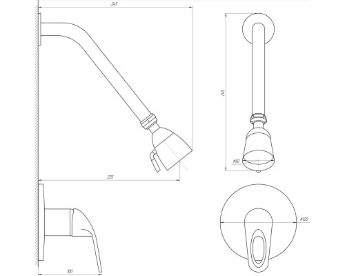 Змішувач для душу Globus Lux SENA GLS-0105S - Globus Lux