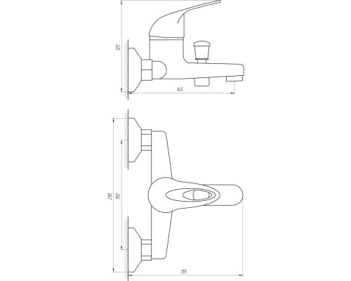 Смеситель для ванны Globus Lux Sena GLS-102