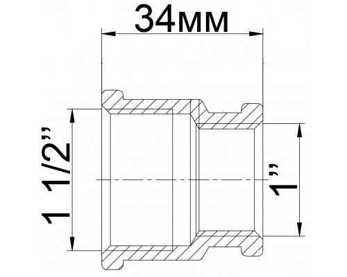 Муфта редукционная латунная 1 1/2″ВР х 1″ВР литейная 309Б