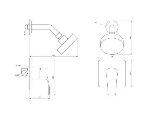 Смеситель для душа Globus Lux QUEENSLAND GLQU-0105S-KIT