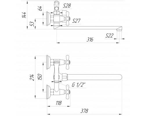 Змішувач для ванни DOMINO DBF-129-35F-SHARM - DOMINO