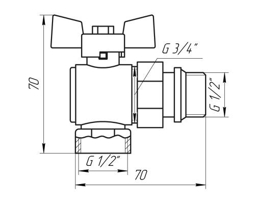 Кран кульовий кутовий з американкою Q PROFESSIONAL QP004 PN40 1/2″ антипротікання, Білий метелик - Quality Professional