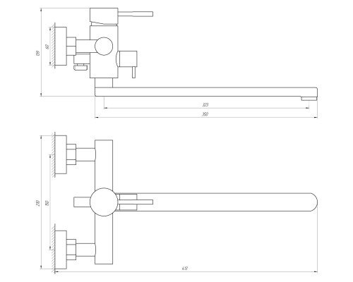 Смеситель для ванны Globus Lux WIEN SBT2-208