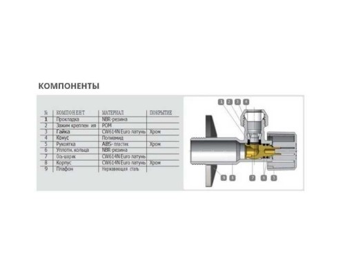 Кран кульовий кутовий ARCO 1/2″х 3/8″ NOV20 (NOV04) - ARCO