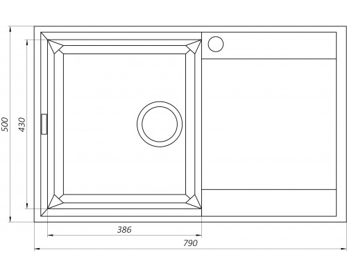 Гранітна мийка Mira KONIA чорний 790 х 500 мм - MIRA