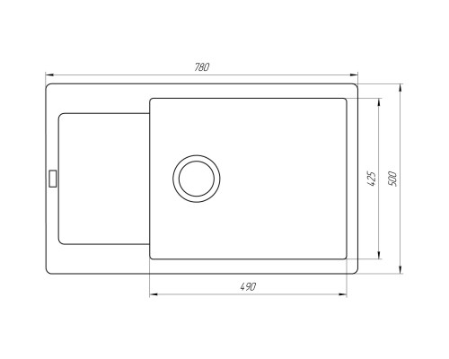 Гранітна мийка Globus Lux MALABI чорний металiк 780х500мм-А0001 - Globus Lux