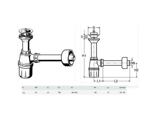 Сифон для раковины VIEGA 1 1/2″ x 1 1/2″ пластик белый бутыл. с/г 137182