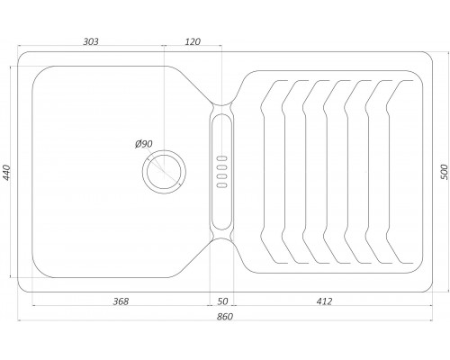 Гранітна мийка Globus Lux BOREN коричневий 860x500мм-А0006 - Globus Lux