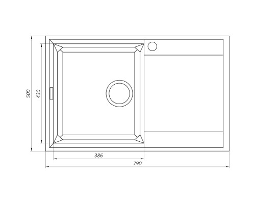 Гранітна мийка Globus Lux KOMO сiрий камiнь 790x500мм-А0005 - Globus Lux