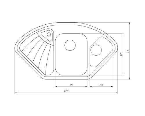 Гранитная мойка Globus Lux AVERNO черный 1060х575мм-А0002