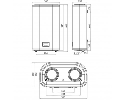 Водонагрівач LEOV LV Flat ER 80 l плоский (80L Flat ER) - LEOV