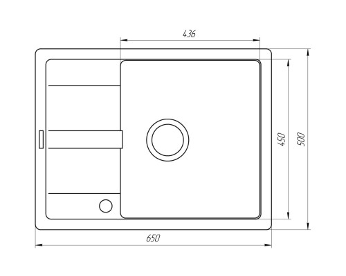 Гранітна мийка Globus Lux ONE графіт 650х500мм-А0001 - Globus Lux