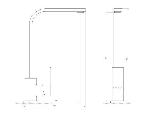 Змішувач для кухні Globus Lux SICILIA SBQ-203S-BB - Globus Lux