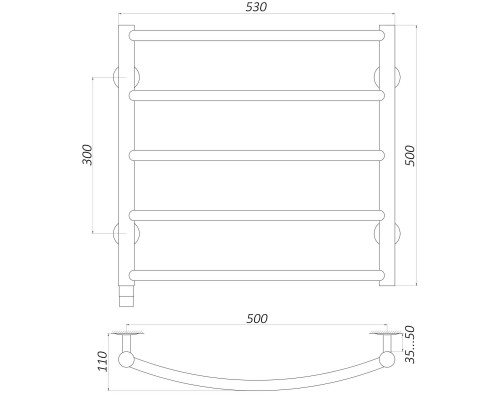 Рушникосушарка UNIO LD ER 500-500-5 BLK Драбинка Дуга електро чорна - UNIO