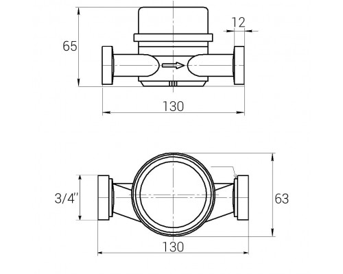 Счетчик холодной воды ECOSTAR DN20 3/4″ без штуцера L130 E-C 4,0