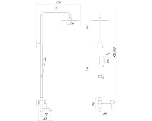 Душова система Globus Lux ALPEN SBT1-SQ-02-304 - Globus Lux