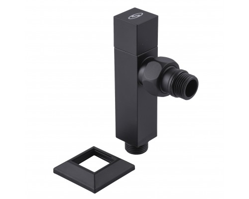 Набір Кран напівобертовий кутовий з американкою SOLOMON LUX 1/2″ CUBE BLACK 8888 (1уп) - Solomon