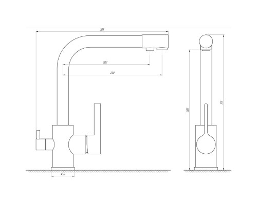 Змішувач для кухні під осмос Globus Lux LAZER GLLR-0444-11-GRAPHITE - Globus Lux