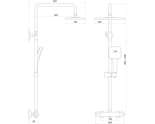 Душевая система Globus Lux Termostatic R GLA-0040T-BB