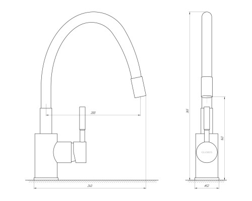 Змішувач для кухні Globus Lux LAZER GLLR-0203SB-10-BB - Globus Lux