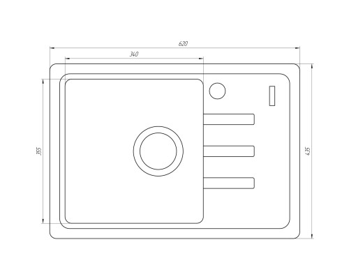 Гранитная мойка Globus Lux MONO графит 620х435мм-А0001