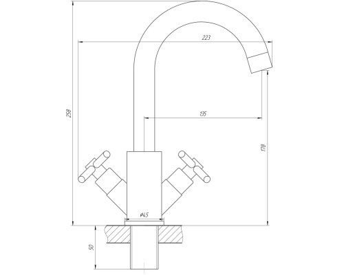 Змішувач для умивальника Globus Lux DUKAT SD4-101RS - Globus Lux