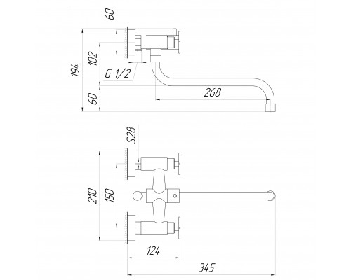 Змішувач для ванни Globus Lux DUKAT SD4-208L - Globus Lux