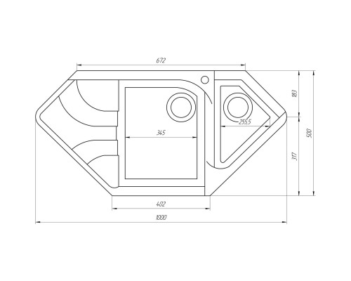 Гранітна мийка Globus Lux GARDA сiрий камiнь 1000x500мм-А0005 - Globus Lux