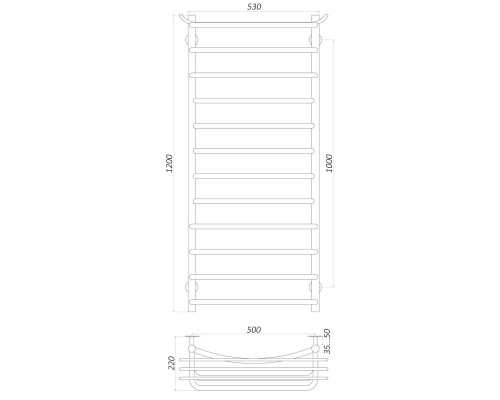 Рушникосушарка UNIO Zp W 1200-500-12 Зета з полицею вода - UNIO